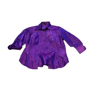 ETRO IRIDESCENT SILK BLOUSE- Italian  etro silk blouse  wide collar blouse 48